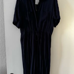 THAKOON Navy Blue Short Sleeve Jumpsuit